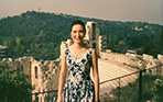 patricia in front of the acropolis as a backdrop in Athens Greece